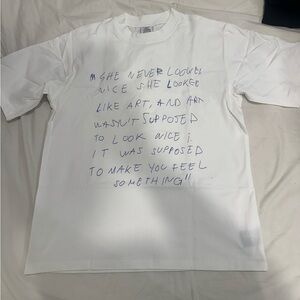 Vetements White Tee with Blue Text